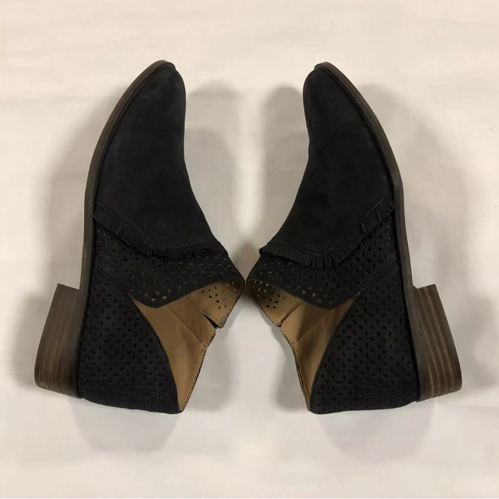 Lucky Brand Pakpao Suede Leather Booties Black Side Zip Comfort Womens 8M